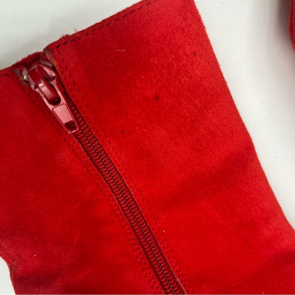 Steve Madden Red Suede Heeled Boots Size 10 M Women Ankle Booties Pointed Toe - Picture 14 of 16
